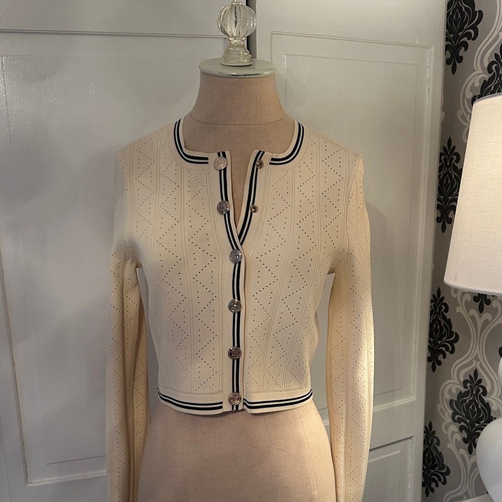 Sandro Ivory Knit with Black Accents